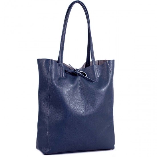 Geanta Bleumarin Shopper din Piele Naturala - Atesa Geanta Bleumarin Shopper din Piele Naturala - Atesa