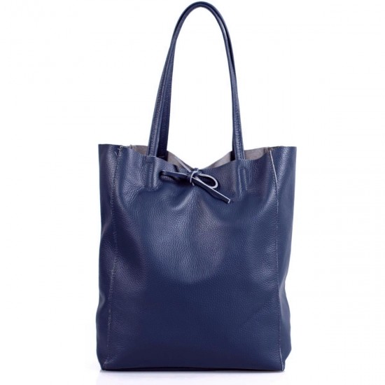 Geanta Bleumarin Shopper din Piele Naturala - Atesa Geanta Bleumarin Shopper din Piele Naturala - Atesa