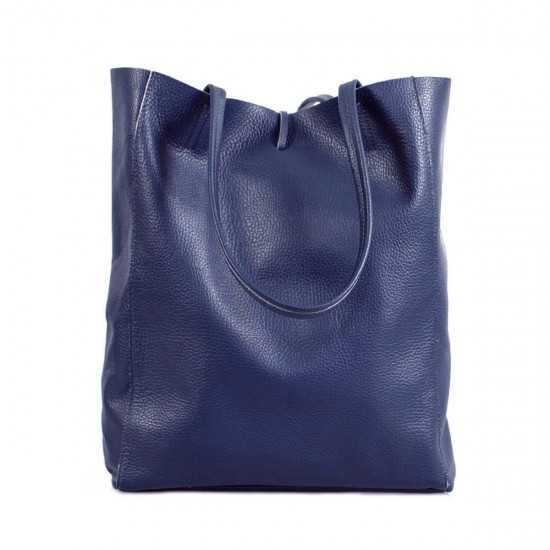 Geanta Bleumarin Shopper din Piele Naturala - Atesa Geanta Bleumarin Shopper din Piele Naturala - Atesa