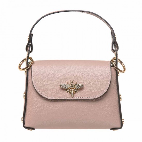 Geanta cu Albina Mini Bee din Piele Pudra - Juana