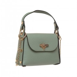 Geanta cu Albina Mini Bee din Piele Verde Salvie - Juana