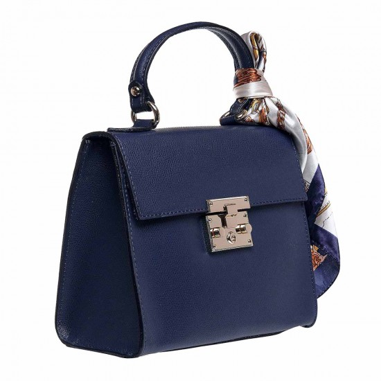 Geanta Office cu esarfa Piele Bleumarin - Eline