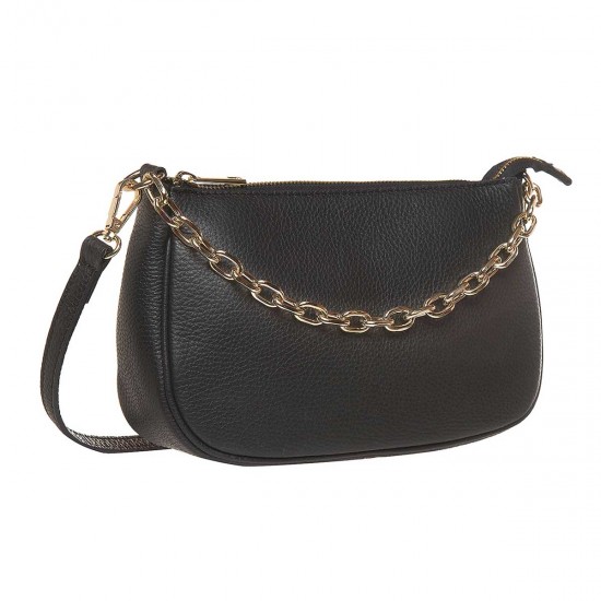 Geanta cu lant pentru mana sau bareta umar Piele Neagra - Alora Geanta cu lant pentru mana sau bareta umar Piele Neagra - Alora
