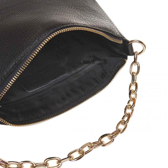 Geanta cu lant pentru mana sau bareta umar Piele Neagra - Alora Geanta cu lant pentru mana sau bareta umar Piele Neagra - Alora