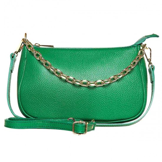 Geanta cu lant pentru mana sau bareta umar Piele Verde - Alora Geanta cu lant pentru mana sau bareta umar Piele Verde - Alora