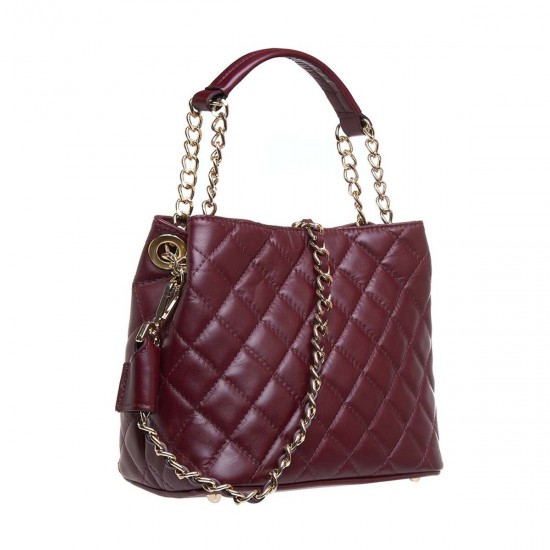 Geanta cu aspect matlasat Piele Bordo - Lucia