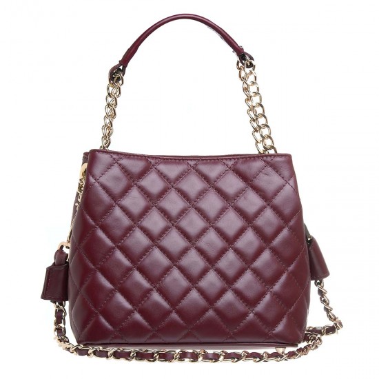 Geanta cu aspect matlasat Piele Bordo - Lucia