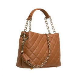 Geanta cu aspect matlasat Piele Camel - Lucia