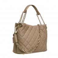 Geanta cu aspect matlasat Piele Taupe - Lucia