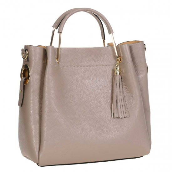 Geanta Eleganta din Piele Taupe - Vivienne Geanta Eleganta din Piele Taupe - Vivienne