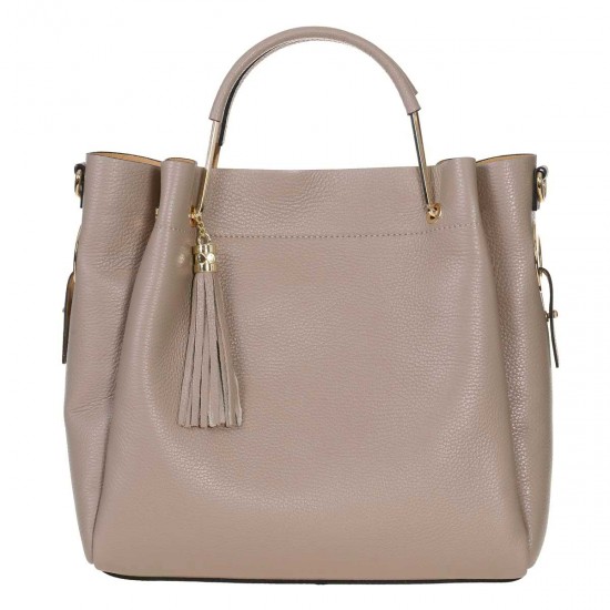 Geanta Eleganta din Piele Taupe - Vivienne Geanta Eleganta din Piele Taupe - Vivienne