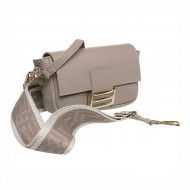 Geanta Nude Inchis de piele cu bareta lata - Catlin