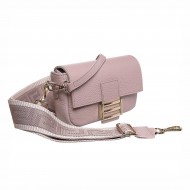 Geanta Nude Roze de piele cu bareta lata - Catlin