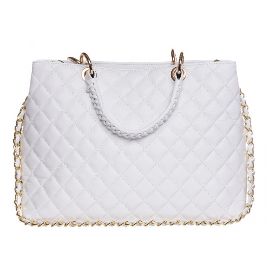 Geanta Piele Alba cu aspect matlasat - Inne