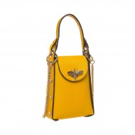 Geanta Mini cu Albinuta din Piele Naturala Galbena - Samara