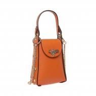 Geanta Mini cu Albinuta din Piele Naturala Portocalie - Samara
