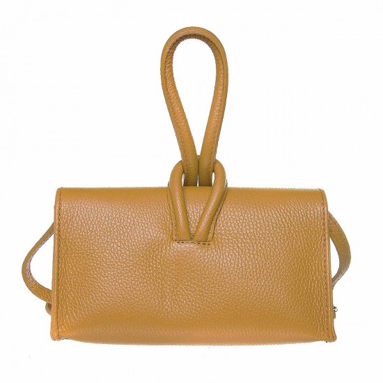 Geanta Mini Galben Mustar din Piele Naturala - Amora