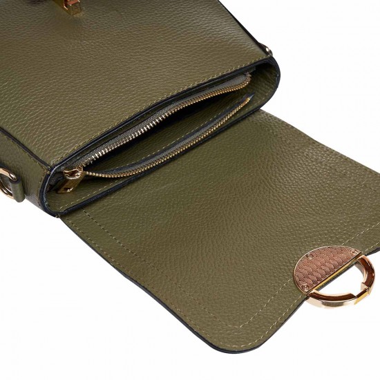 Geanta Crossbody din Piele Verde Kaki - Daria