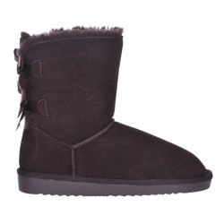 Ghete Dama Inalte Piele Intoarsa Ciocolatiu - Roua