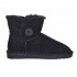 Ghete Mini cu nasture Piele Intoarsa Neagra - Nova