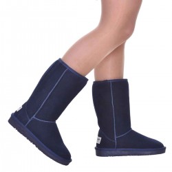 Cizme Bleumarin Imblanite Piele Intoarsa - Kirra