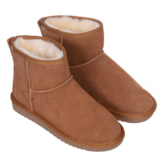 Ghete Scurte Camel Imblanite Piele Intoarsa - Gizeh