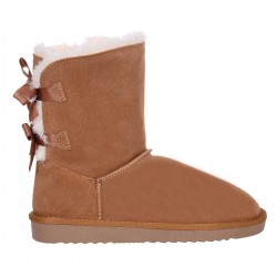 Ghete Dama Inalte Piele Intoarsa Camel - Roua