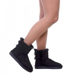 Ghete Dama Imblanite Piele Intoarsa Neagra - Nasira