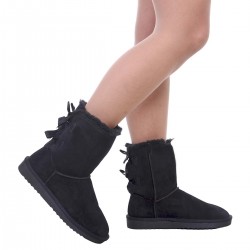 Ghete Dama Inalte Piele Intoarsa Neagra - Roua