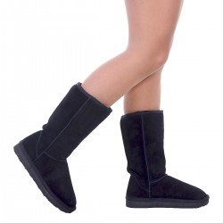 Cizme Negre Imblanite Piele Intoarsa - Kirra