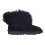 Ghete Dama scurte cu blana Piele Neagra - Alexia