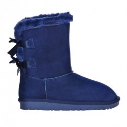 Ghete Dama Inalte Piele Intoarsa Bleumarin - Roua