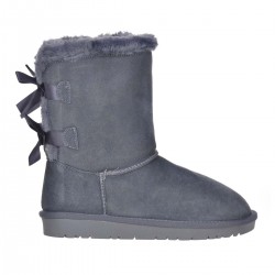 Ghete Dama Inalte Piele Intoarsa Gri - Roua