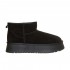 Ghete Flatform Calduroase din Piele Intoarsa Neagra - Emiri
