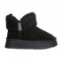 Ghete Flatform Calduroase din Piele Intoarsa Neagra - Rezan