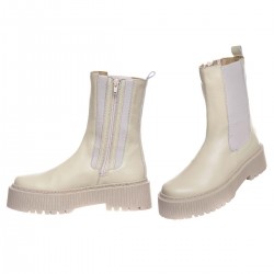 Ghete Inalte cu elastic Piele Naturala Bej - Stars