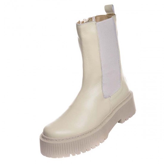 Ghete Inalte cu elastic Piele Naturala Bej - Stars Ghete Inalte cu elastic Piele Naturala Bej - Stars