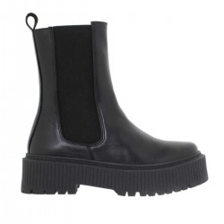 Ghete Inalte cu elastic Piele Naturala Neagra - Stars