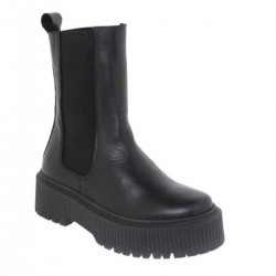 Ghete Inalte cu elastic Piele Naturala Neagra - Stars