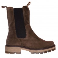 Ghete Inalte cu elastic Piele Intoarsa Maro - Teia