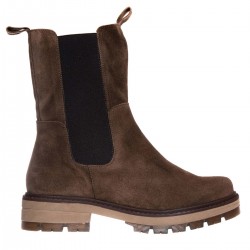 Ghete Inalte cu elastic Piele Intoarsa Maro - Teia