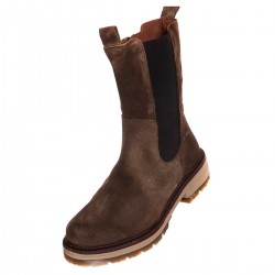 Ghete Inalte cu elastic Piele Intoarsa Maro - Teia