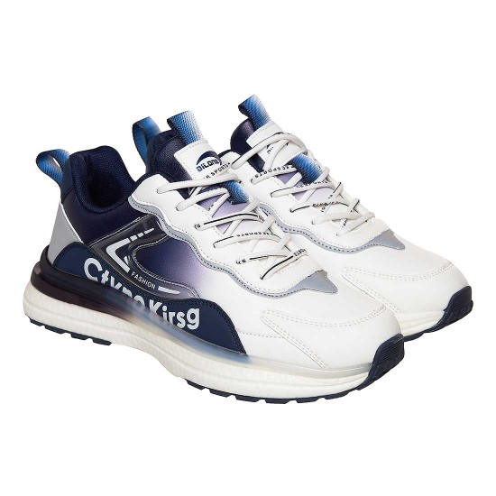 Test Adidasi Alb Albastru Piele Ecologica Premium - Elam