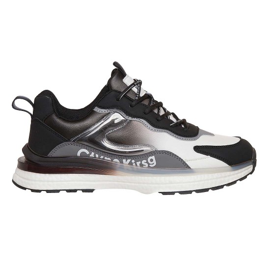 Adidasi Alb Negru Piele Ecologica Premium - Elam
