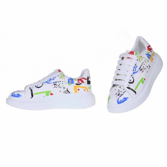 Tenisi Dama Piele Ecologica Alba Imprimata - Calette