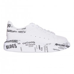 Tenisi Dama Piele Ecologica Alba cu Imprimeuri - Ami