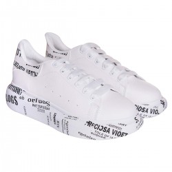 Tenisi Dama Piele Ecologica Alba cu Imprimeuri - Ami