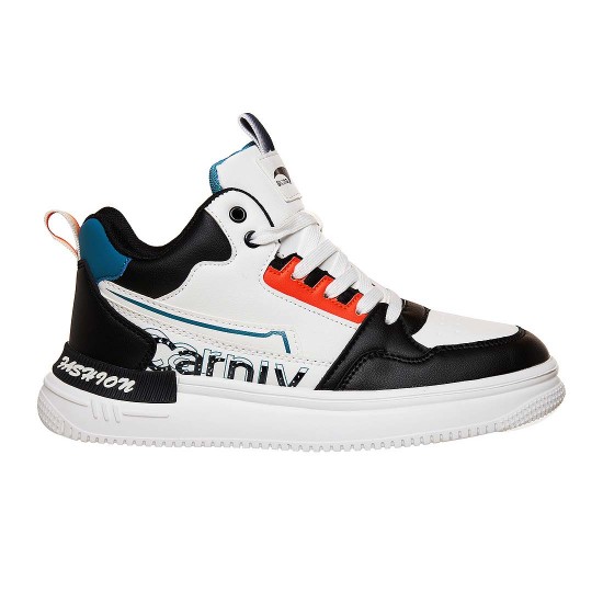 Sneakers Barbati Alb Negru Piele Ecologica Premium - Arnav