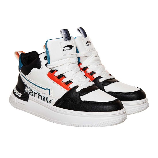 Sneakers Barbati Alb Negru Piele Ecologica Premium - Arnav