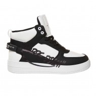 Sneakers Barbati Piele Ecologica Alb cu Negru - Mohan Sneakers Barbati Piele Ecologica Alb cu Negru - Mohan